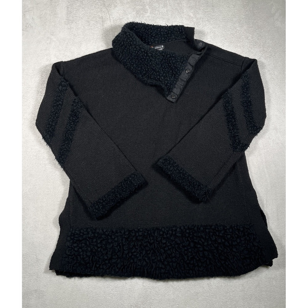 Smartwool Womens Tunic Sweater Size Medium Lodge Cozy Black Button Turtleneck